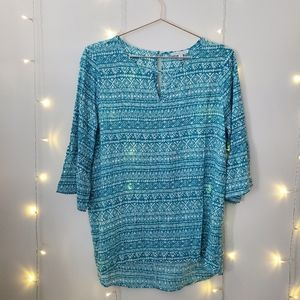 NWT Karissa and Me Teal/White Tunic Blouse in Medium and Large